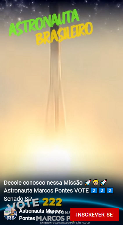 Decole conosco nessa Missão 🚀🧑🏼‍🚀 Astronauta Marcos Pontes VOTE 2️⃣2️⃣2️⃣ Senado SP